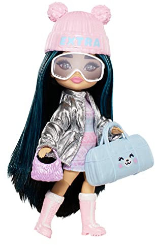 Barbie Extra Fly Mini, Muñeca pequeña con temática de Viajes y Ropa de Invierno y Accesorios, Juguete +3 años (Mattel HPB20)