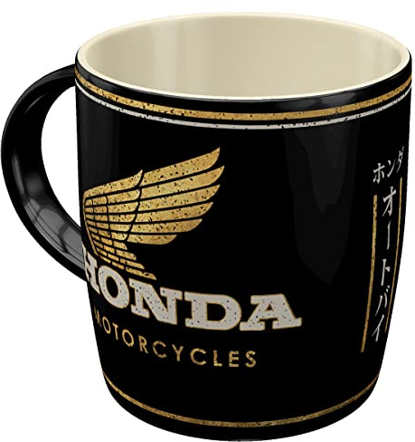 Nostalgic-Art Kaffemugg i retrostil, 330 ml, Honda MC – Motorcycles Gold – Presentidé för Honda-fans, Official License Product (OLP), kopp av keramik, vintagedesign