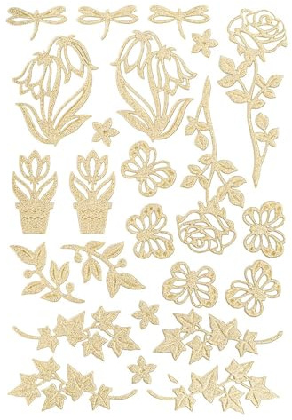 Ideen mit Herz 3-D Sticker Deluxe | Ostern & Frühjahr | Erhabene Aufkleber | ideal für Oster-Deko & Osterkarten basteln | Bogengröße: 21 x 30 cm (Florale Elemente 02 | gold)