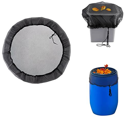 2 pezzi copertura in rete per barili di pioggia, 60 cm, cavo di protezione per barilotto di pioggia, coperchio per esterni, giardino, prato