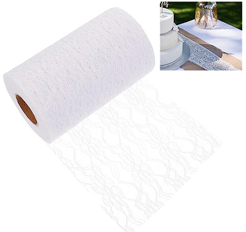 Tischläufer Spitze Weiß, Retro Spitze Tischdecke Tischband 15 cm x 22 m | Tischband Spitze, Dekostoff Spitzenstoff, Tischläufer Spitze Vintage, Spitzenband für Basteln, Nähen, Handwerk, Hochzeit Deko