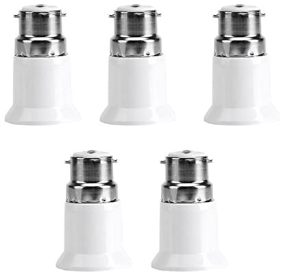 LiebeWH 5 Stück E27 zu B22 Socket Converter B22 Stecker auf E27 Buchse B22 auf E27 Adaptersockel Lampenadapter Konverter Lampenfassungen