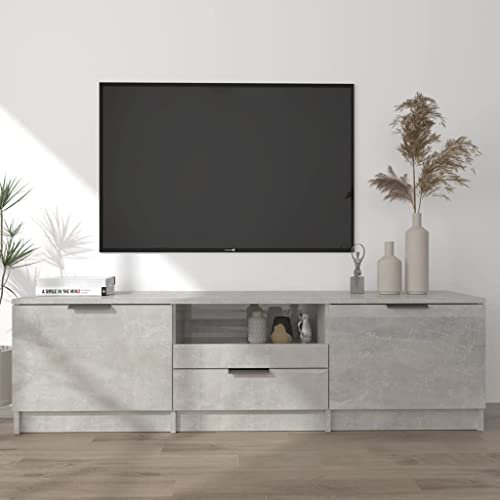 Mobile per TV,mobile tv soggiorno mobile tv moderno con Spazio di Archiviazione Adatto per camera da letto, soggiorno, B&B, hotel Grigio Cemento 140x35x40cm Legno Multistrato