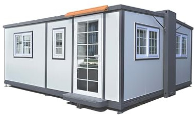 Zolyndo Casa minuscola prefabbricata portatile 10x20ft, casa prefabbricata di plastica espandibile mobile per l'hotel, cabina, ufficio, guardia, negozio, villa, magazzino, officina