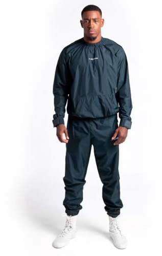 BOXRAW Hagler Sauna Suit 2.0 - Charcoal - XL - Sweat Suit for Boxing & MMA - Top & Bottoms - Professional Non Rip Weight Loss Training Gear - Multiple World Champion Tested & Waterproof Zipped Pockets