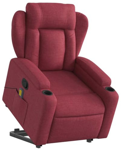 vidaXL Massagesessel mit Aufstehhilfe Weinrot Stoff