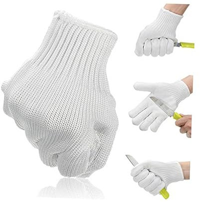 BESTonZON Paar Holzschnitzhandschuhe Messerfeste Handschuhe Metzgerhandschuhe Schnittfeste Handschuhe Schnittschutzhandschuhe Küchenhandschuhe Sichere Handschuhe Weiß Erweitert Handschutz