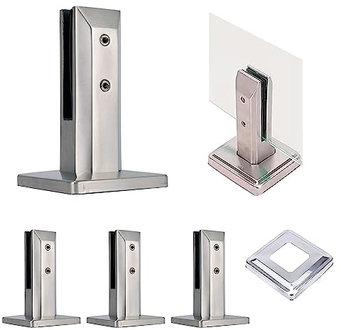 304 Stainless Steel Stairs Pool Clamp - Square Glass Spigots Spigot Clamp for Balustrade Railing Balcony - 10-14mm - Ideal for Home & Garden