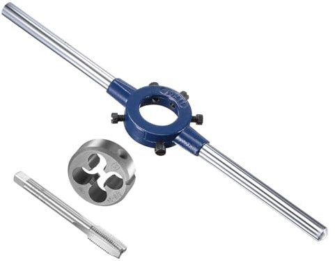 CoCud Juego de Mango de Terrajas Y Machos Terraja Unf 3/8-24 para 20mm-30mm OD/Macho M9-M11 Kit de Herramientas de Roscado de Alta Velocidad de Acero para Tornillos Llaves