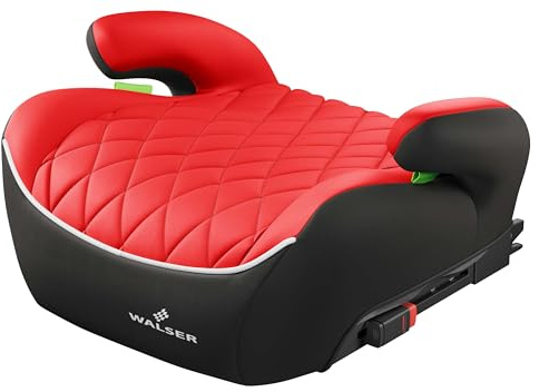 WALSER Premium asiento elevador infantil coche ISOFIX, asiento infantil coche 125-150 cm, plaza elevador niños auto Andy última norma 2024 ECE R 129 negro/rojo