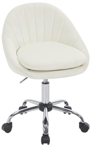 WOLTU Homeoffice Stuhl, Schminkstuhl drehbar, Drehstuhl mit Rollen, Schreibtischstuhl 150 kg belastbar, für Schlafzimmer Arbeitszimmer, Samt, Beige, BS167cm