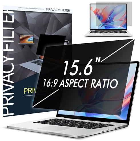 Filtre de confidentialité 15,6 pour ordinateur portable - Rapport d'aspect 16:9 - SOPPY - Anti-reflet - Anti-lumière bleue - Film de confidentialité amovible pour Hp/Dell/Acer/Lenovo/ThinkPad/Asus