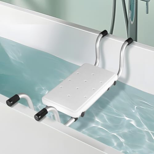Bath Seat for Elderly, Suspended Bathtub Seat for Disabled Injured Pregnant, Non Slip Adjustable Shower Stool Bath Bench, Lightweight Bath Transfer Board Bath Step,Safety Mobility Aid Chair, Max 300lb