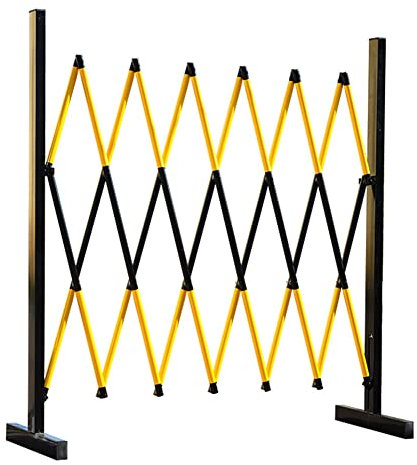 asdchZen Expandable Mobile Barricade - Metal Retractable Traffic Fence - Iron Round Tube - Safety Barrier Gate - For Hospitals,Garages,Yellow Black,1x3.5m
