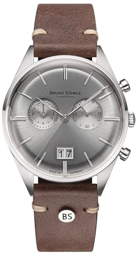 Bruno Söhnle Herrenuhr Original NEU Merano Herrenuhr Dunkelbraun Silber Chronograph Quarz Saphirglas 40mm- 17-13233-241