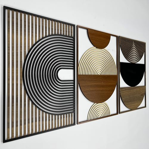 Mid Century Modern Wood Wall Art, Boho Wooden Wall Art for Home & Office, Abstract Wood Wall Decor in Midcentury Modern Style, Home Gift