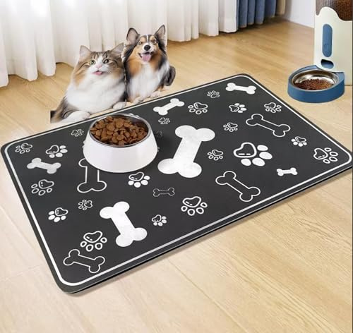 Caiyloxn Napfunterlage Katzen 50x30cm Wasserdicht Hundenapf Matte Hundenapf unterlage für Hund und Katze(Blau)