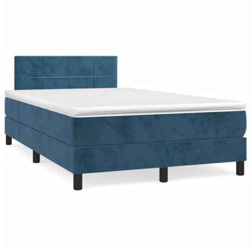 qohoio Boxspringbett mit Matratze Betten Mit Matratze Schlafzimmer Bett Boxspringbett Mit Matratze Dunkelblau 120x190 cm Samt / 3269841