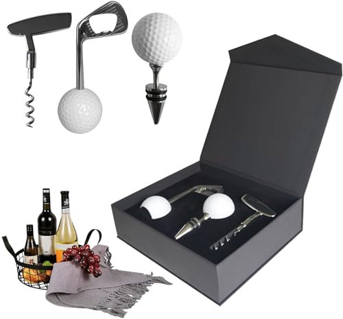 Korkenzieher, 3 Stück Weinöffner Set, Golfball-Flaschenöffner aus Zinklegierung, Deluxe Geschenkset Golf, Manueller Weinöffner für Hochzeitsfeiern, Geburtstagsfeiern Partys und Weinverkostungen