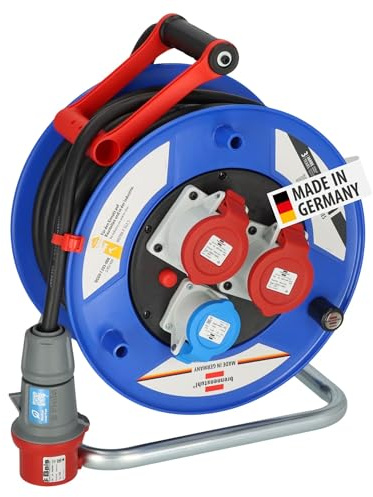 Brennenstuhl Enrollacables de obra industrial Garant CEE IP44 (30m de cable en negro, plástico especial, uso en obras y uso permanente en exteriores, fabricado en alemania)