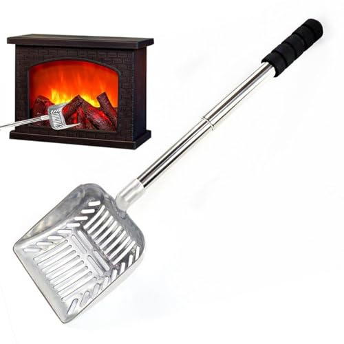 Kaminschaufel - Metall Kohlenschaufel Kamin | Kaminreinigungsschaufel | Hohlaschesieb für Holzöfen | Kamine und Feuerstelle | Hitzebeständige Kohlenschaufel mit ergonomischem Griff