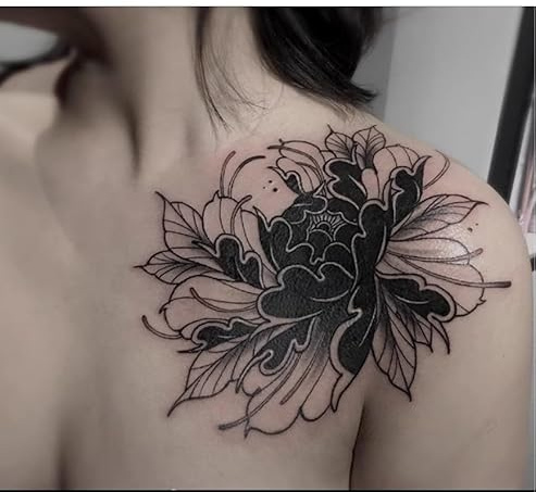 2Pcs Herbal Temporary Tattoos Stickers Fake Tattoos Peony Flower Clavicle Juice Women And Men Semi-Permanent Non-Reflective Waterproof Lasting 2 Weeks