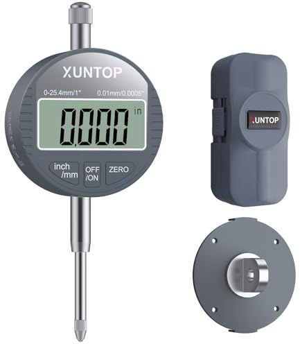 XUNTOP Reloj Comparador 0.01mm/0,0005 Indicador de Cuadrante Digital con Conversión Pulgadas/Métrico 0-25.4mm/1 Indicador de dial Digital para Torno, Impresora 3D, CNC, Industrial