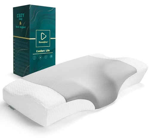 Ecosafeter Memory Foam Kopfkissen Orthopädisches Kissen Ergonomisches Nackenstützkisse Nackenkissen für und Schulterschmerzen-für Seiten, Rücken & Bauchschläfer