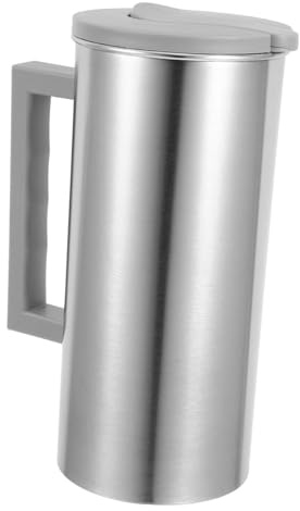 Pichet Poignée en Grosse Capacité avec Acier Inoxydable Eau | Couvercle Pp, Versement Facile et Transport Simple, Usage Maison ou Extérieur, Carafe Eau Verre avec Bouchon
