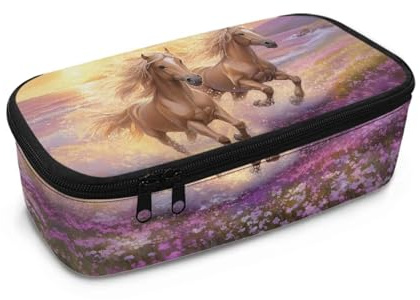 Renewold Große Federtasche Tragbare Schreibwarentasche Multifunktionaler Büro-Schreibwaren-Organizer Geeignet für Grundschule Mittelschule Oberschule, pferd, One Size, Taschen-Organizer