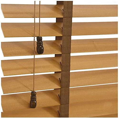 Jalousien aus Massivholz für Fenster, horizontale Holzrollos für Innen- und Außenbereich, mit 50 mm Lamellen, B x H 60 x 150 cm