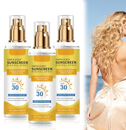 Kopfhautschutzspray Sonnenschutz LSF 30+, Haar Kopfhaut Sonnenschutz Mineral Spray, Sonnenschutz Kopfhaut Haare, Broad Spectrum Sunscreen Mineral Spray, Schutz UVA&UVB für Kopfhaut und Scheitel (3)