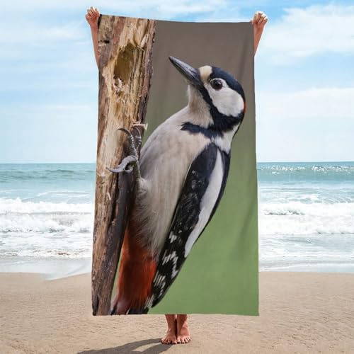 LLSZAHD Strandtuch Buntspecht StrandtüCher Groß 150x200 Mikrofaser Strandtuch HandtüCher Schnelltrocknend-Ultra Leicht Sandfreies Strandhandtuch StrandtüCher