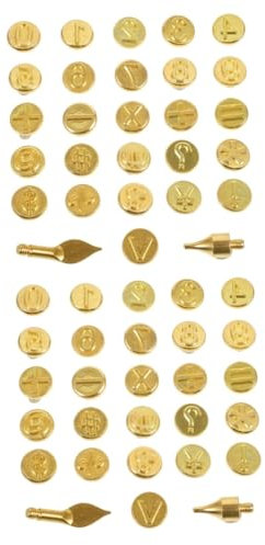 Housoutil 2 Sätze Pinselkopfset Bausätze Werkzeug Bausatz Schnitzhandwerk Brennende Spitze Tipps Zur Brandmalerei Pyrography Kit Professional Brennende Tipps Brandmalereiteile Golden Metall