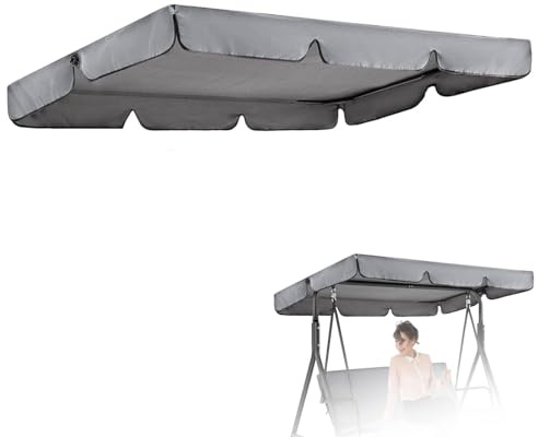 MXCZFC Swing Chair Canopy Replacement, Garden Swing Canopy Replacement,Waterproof Windproof Anti-UV Garden Swing Seat Canopy Cover Heavy Duty Rip Proof Hammock Cover Top,Grey,195x125x15cm