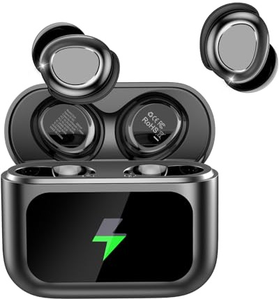 ZYHKON Wireless Sleep Earbuds, Bluetooth 5.4 Headphones with Mic, 48H Sleep Headphones, HiFi Stereo IP7 Waterproof Mini Ear Buds, Black