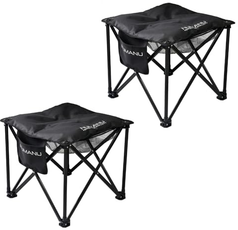 NUMANU Padded Folding Camp Stool for Adults 2-Pack, Footrest, 500 lbs