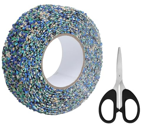 KQDRAVINE Bande antidérapante en caoutchouc 50mmx5m, autocollante avec petits ciseaux, bande adhésive antidérapante pour escaliers cabines de douche piscines réservoirs d'eau et pièces humides (bleu)