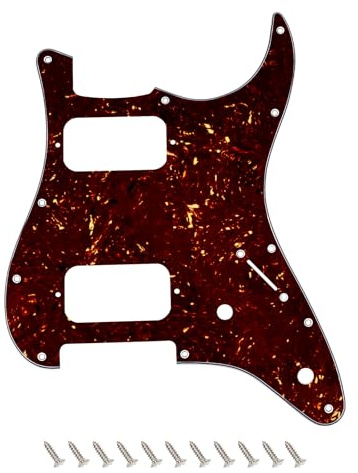 Banworks Strat HH Pickguard mit runden Ecken offenem Humbucker und 2-Topf-Ausschnitt, 4-lagige 11-Loch-Stratocaster-Schlagplatte für Fender Squier Stratocaster Strat ST JT/HB-32 Dunkelbraun Schildpatt