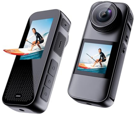 Xilecam Action Cam Doppio Schermo Fotocamera Impermeabile Moto Con Scheda e Vari Accessori（grigio canna di fucile）