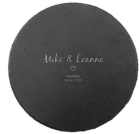 Personalised Slate Cheese Board - Personalised Wedding, Engagement, Anniversary Gift - Gift for Newlyweds - Wooden Serving Platter - Personalised Chopping Board for Couples