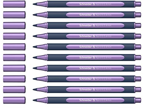 Schneider ML05001140 Metallic Rollerball Stifte (Strichstärke 0,4 mm, hochmetallische Tinte, schnelltrocknend, Gehäuse aus 88% biobasiertem Kunststoff) 10 Stück, frosted violet