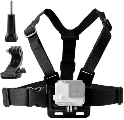 Chest Mount Harness for Action Camera, Adjustable Chest Strap Compatible with Gopro Hero 13 12 11 10 9/ AKASO EK7000/ DJI Osmo/WOLFANG/Apeman/Jadfezy , POV Shooting for Biking, Hiking, Outdoor Sports