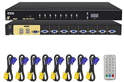 commutateur KVM USB VGA, commutation 4/8/16 ports VGA 4/8/16 en 1 contrôle à distance d'écran vidéo Projecteur avec 4/8/16 °Câbles VGA Original : pour win98/ME/2kp4/XP/2003