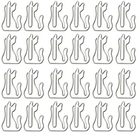 50 Stück Journaling-büroklammern Cartoon-büroklammer Heftklammern Tierische Papierklammern Tierische Büroklammern Kätzchen Partyzubehör Bueroklammer Katze Kind Mini Silberne Katze