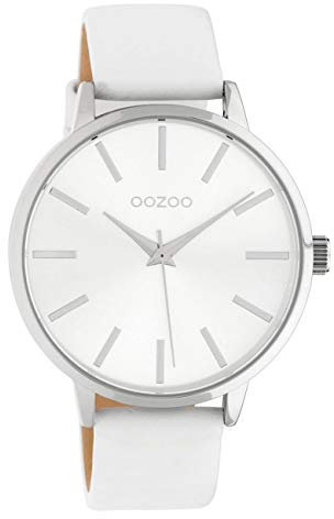 Oozoo Damenuhr mit Lederband 42 MM Silberfarben/Weiß C10610