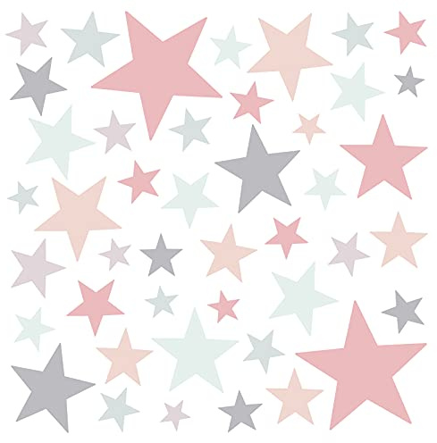 Little Deco Wandtattoo 60 Sterne mint rosa grau DL401