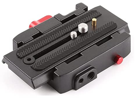 Camera Quick Release Plate Aluminum Alloy Camera Tripod Shoe Plate with 1/4 and 3/8 Screw for DSLR Camera Camcorder Tripod Monopod, Compatible with Manfrotto 501HDV 503HDV 701HDV 577/519/561/Q5