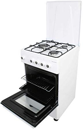 COCINAS DE GAS CON HORNO CGS-50B MILECTRIC (3 FUEGOS, Blanco, Cocina independiente, Placa + Horno, Kit Gas Natural, Doble Puerta Vidrio Horno, Quemadores con Seguridad)