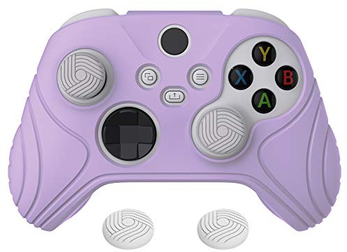 eXtremeRate PlayVital Funda de Silicona para Xbox Series X/S Mando | Suave al Tacto, Cubierta Protectora de Goma, Antideslizante, Incluye 2 Tapas para Joysticks, Edición Samurai, Malva Violeta